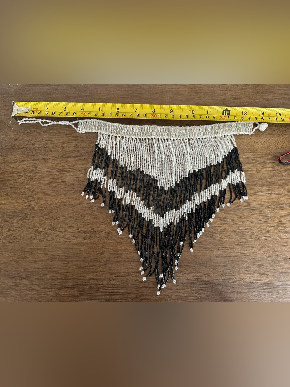 Handmade Beaded Fringe Collar - Black & White